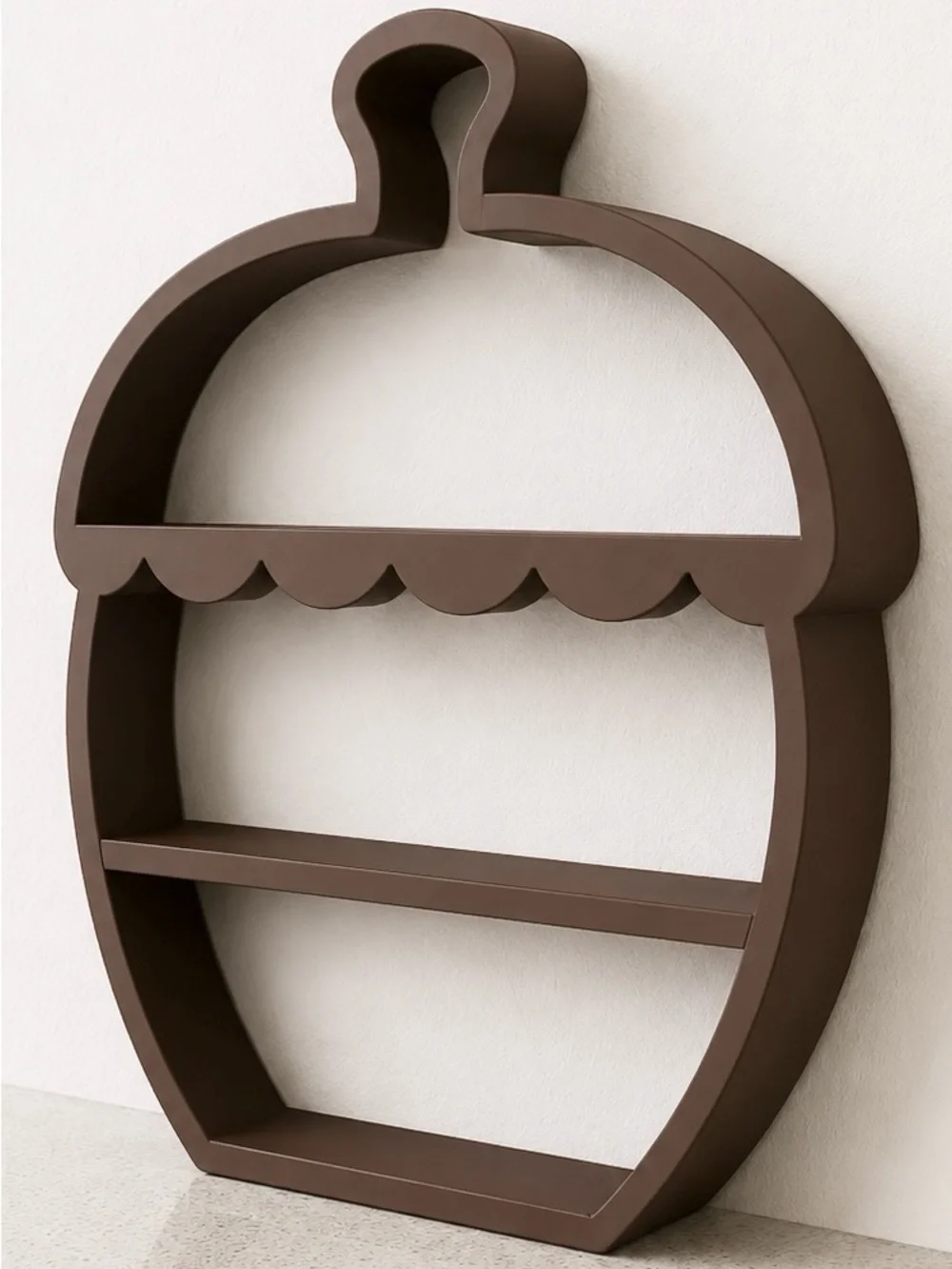 Acorn-Shaped Display Shelf in Dark Brown - Home Wall Decor
